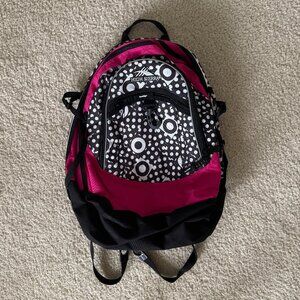 NWOT High Sierra Black and White Polka Dot Backpack with Bright Pink Border